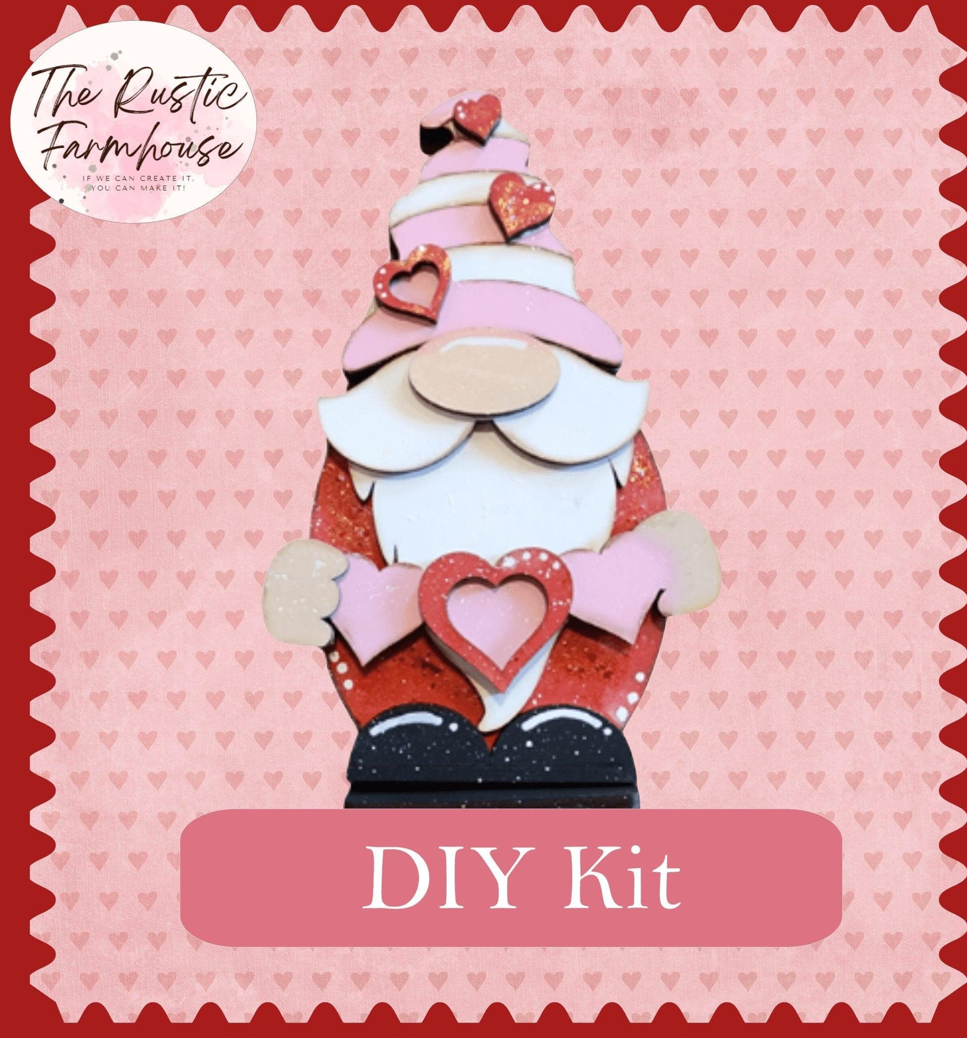Valentine Standing Gnome, DIY Valentine's Gnome, Wood Blanks, Craft Kit DIY - RusticFarmhouseDecor