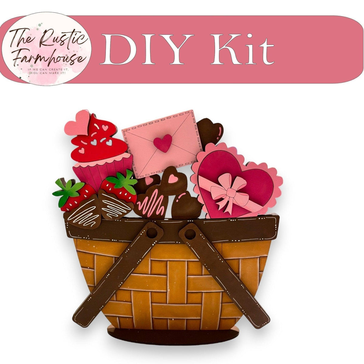 Valentine Sweets for the Interchangeable Flower Basket Decor, Wood Blank for Painting, Inserts for Basket - RusticFarmhouseDecor