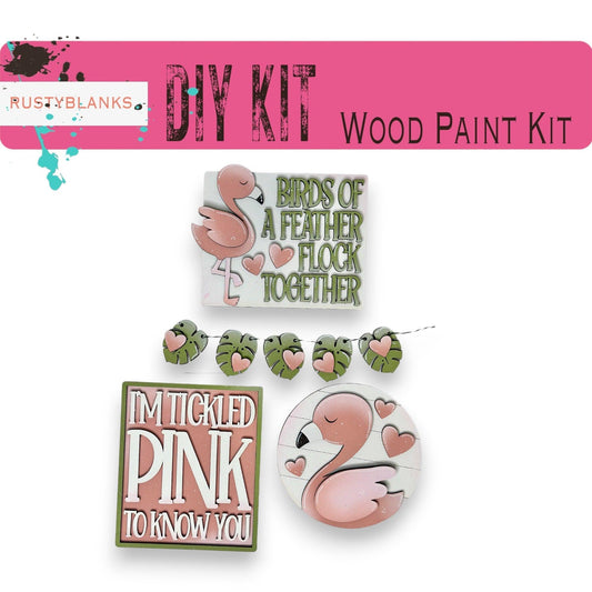 Valentines Flamingo Tiered Tray Set , DIY Tiered Tray, Shelf Sitter - RusticFarmhouseDecor