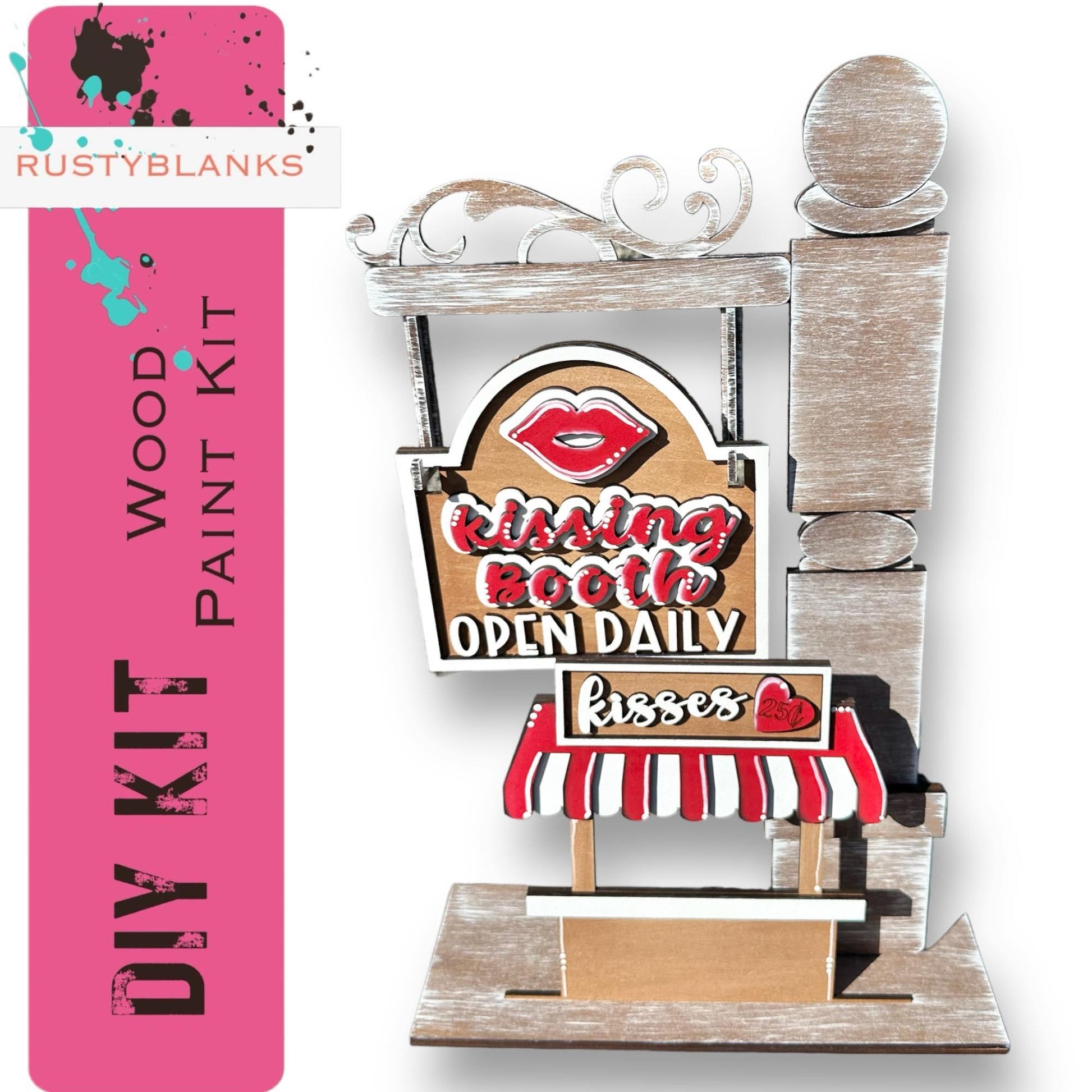 Valentines Kissing Booth Signs and insert for our Mini Interchangeable Posts - RusticFarmhouseDecor