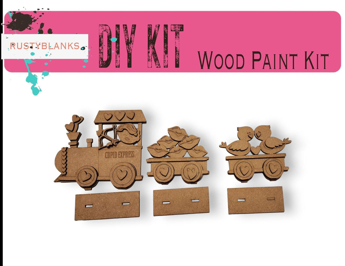Valentines Standing Train - DIY Wood Blank Paint Kit - RusticFarmhouseDecor