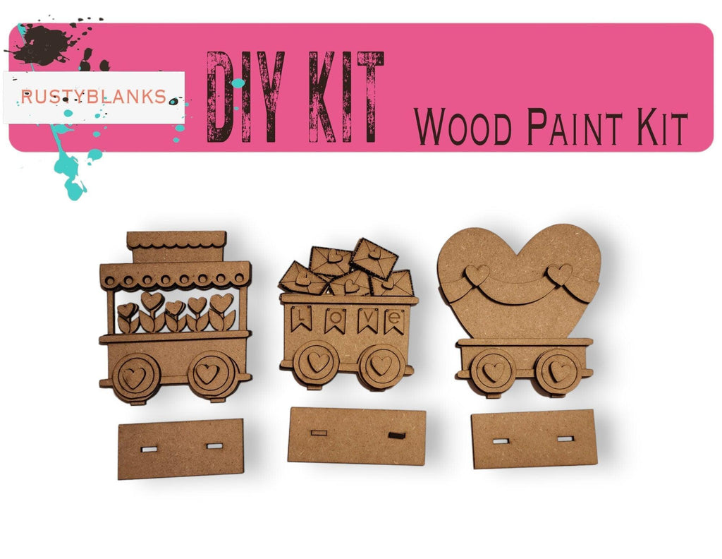 Valentines Standing Train - DIY Wood Blank Paint Kit - RusticFarmhouseDecor