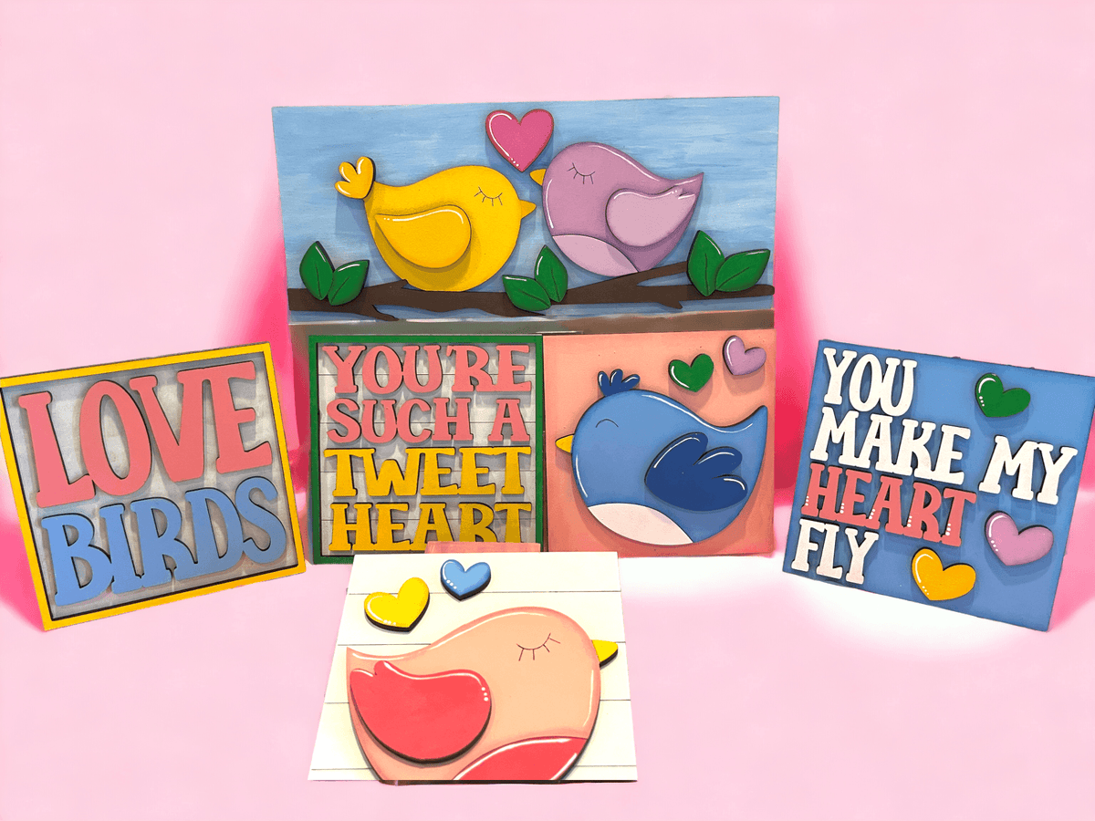Valetine's Interchangeable Love Birds Tiles for leaning ladders or Shelf Sitters - RusticFarmhouseDecor