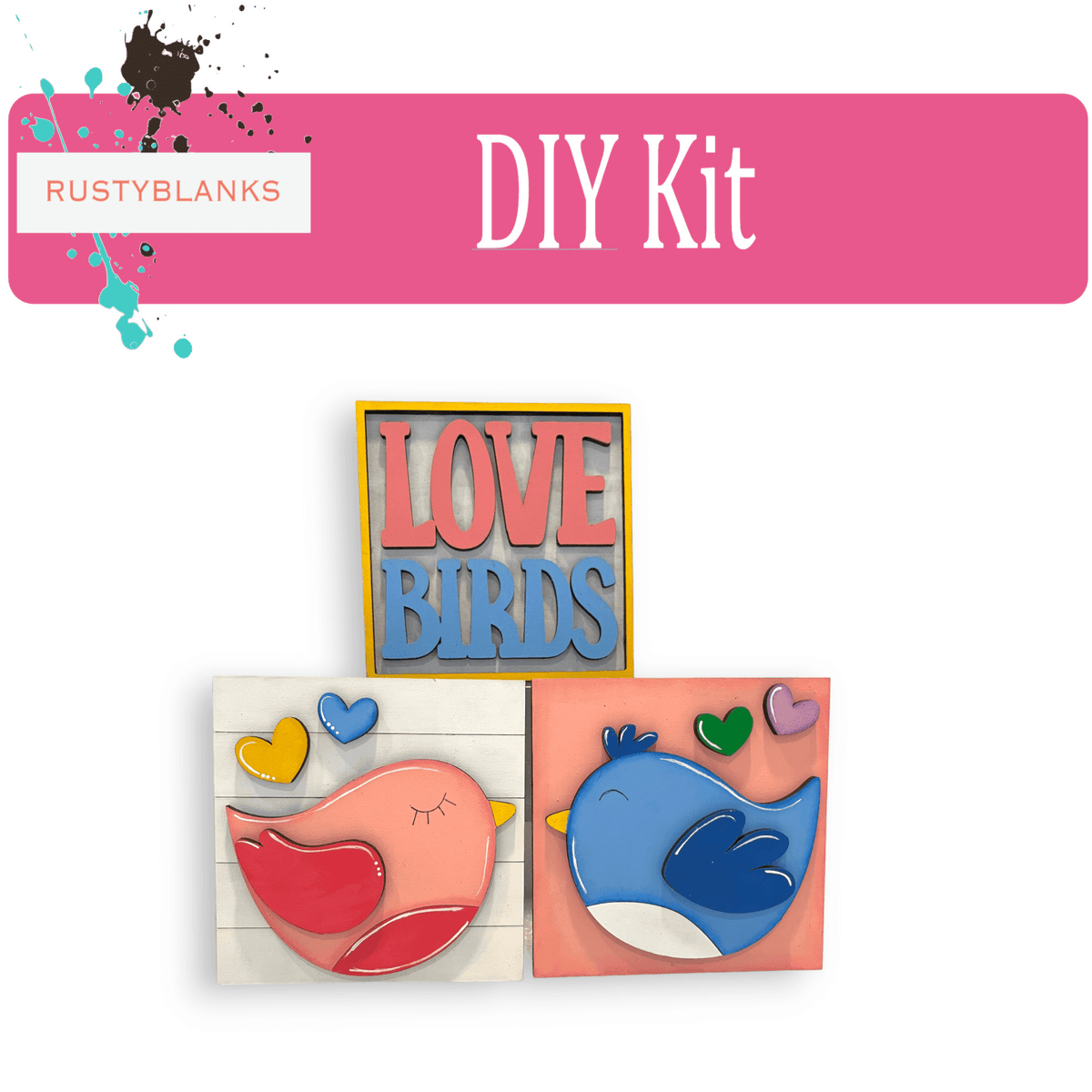 Valetine's Interchangeable Love Birds Tiles for leaning ladders or Shelf Sitters - RusticFarmhouseDecor