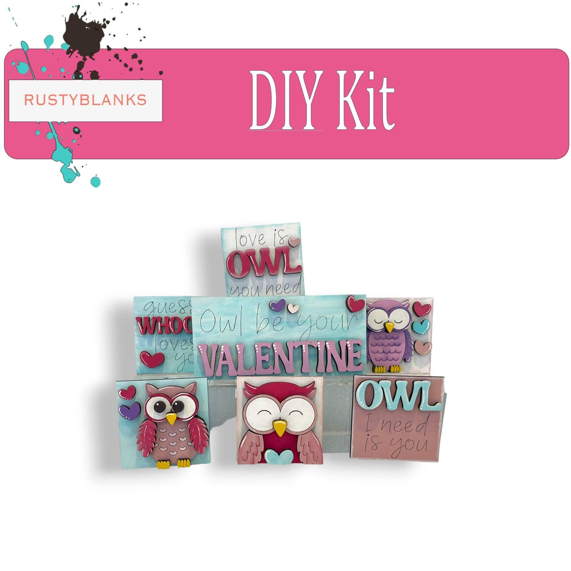Valetine's Interchangeable Owl Love you Mini Tiles for leaning ladders or Shelf Sitters - RusticFarmhouseDecor