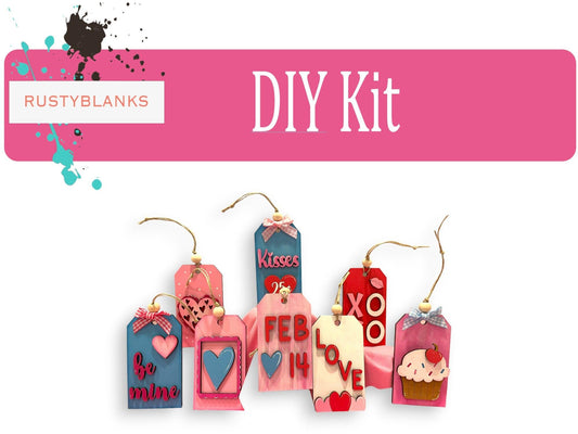 Vantine's Day Gift Basket Tags, Unfinished DIY Wood Kit, Blanks to Decorate Home Decor - RusticFarmhouseDecor