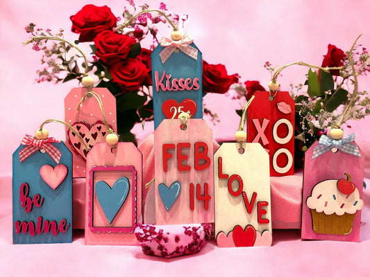 Vantine's Day Gift Basket Tags, Unfinished DIY Wood Kit, Blanks to Decorate Home Decor - RusticFarmhouseDecor