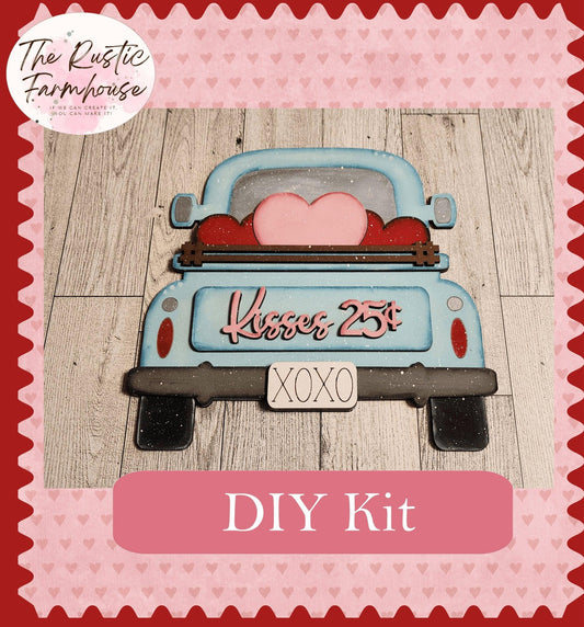 Vintage Valentine's Truck DIY Kit Door Hanger - RusticFarmhouseDecor