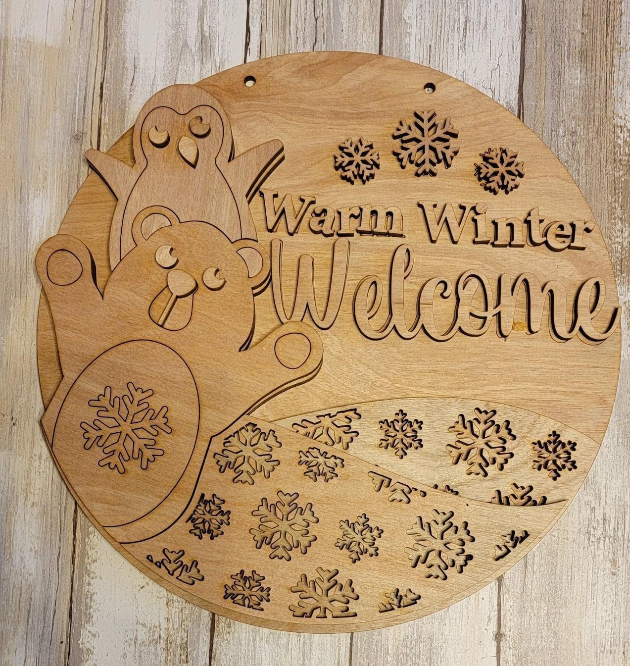 Warm Winter Welcome Door Hanger DIY - RusticFarmhouseDecor