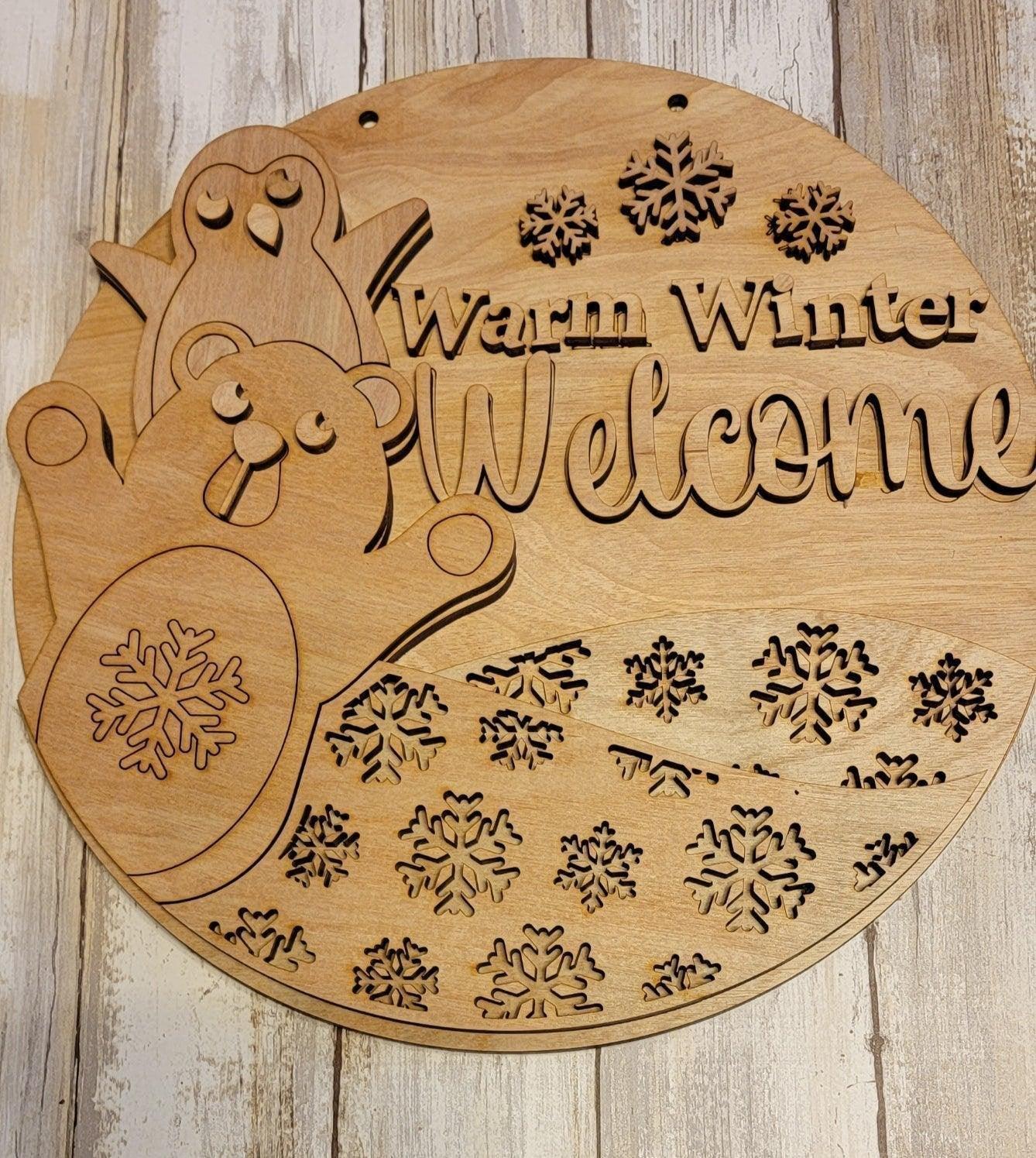 Warm Winter Welcome Door Hanger DIY - RusticFarmhouseDecor