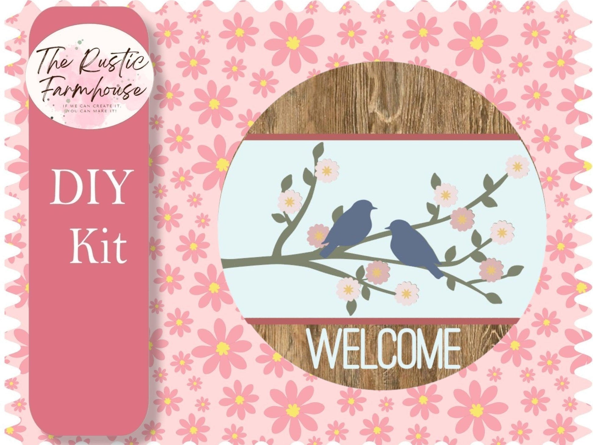 Welcome Birds Door Hanger, Unfinished DIY Wood Kit, Blanks to Decorate Home Decor, DIY Door Hanger - RusticFarmhouseDecor