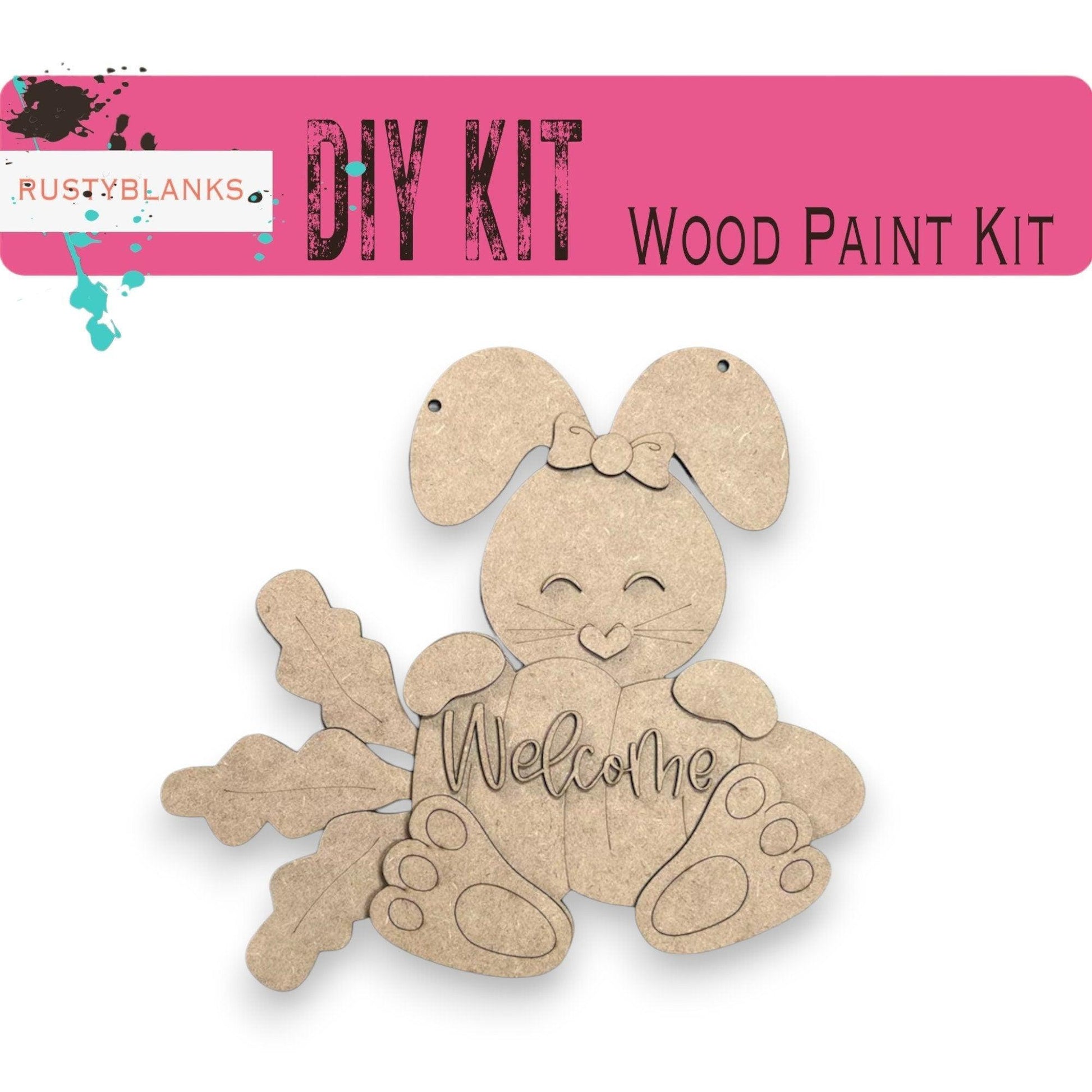 Welcome Easter Bunny DIY Door Hanger - Wood Blanks for Crafting - RusticFarmhouseDecor