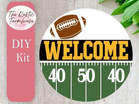 Welcome Football Door Hanger, Football Game Day, American Football, Sunday Football Sign Unfinished DIY Wood Kit - RusticFarmhouseDecor