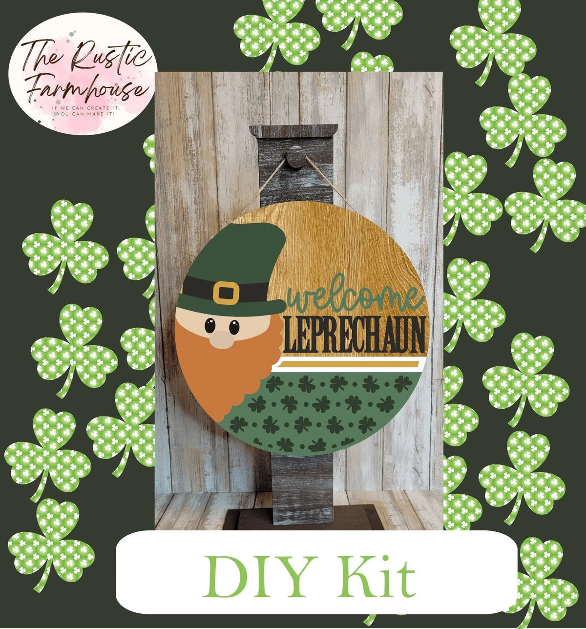 Welcome Leprechauns Door Hanger, St. Patrick's Day Door Hanger, Gnome Leprechaun Door Hanger, Irish Leprechaun Door Hanger DIY - RusticFarmhouseDecor