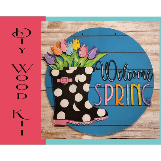 Welcome Spring Door Hanger - RusticFarmhouseDecor