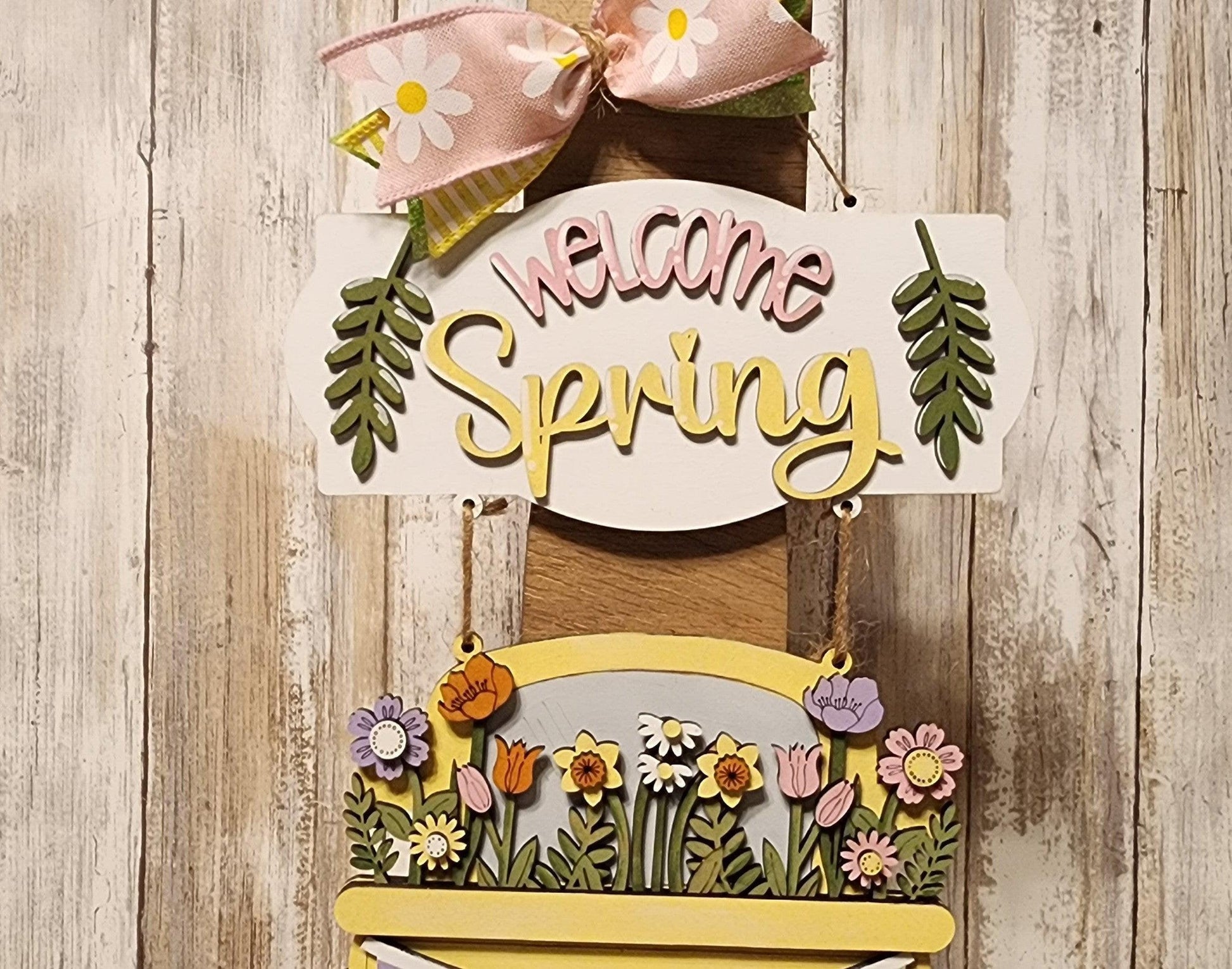 Welcome Spring Truck Door Hanger, Unfinished DIY Wood Kit, Blanks to Decorate Home Decor, DIY Door Hanger - RusticFarmhouseDecor