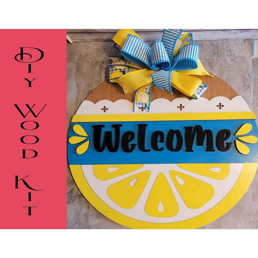Welcome Summer Lemon Door Hanger - RusticFarmhouseDecor