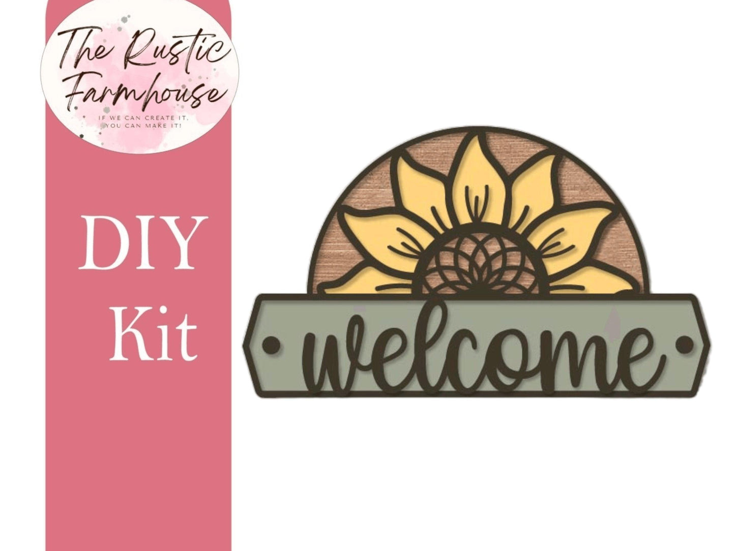 Welcome Sunflower Summer Door Hanger DIY Wooden Blank Kit - RusticFarmhouseDecor