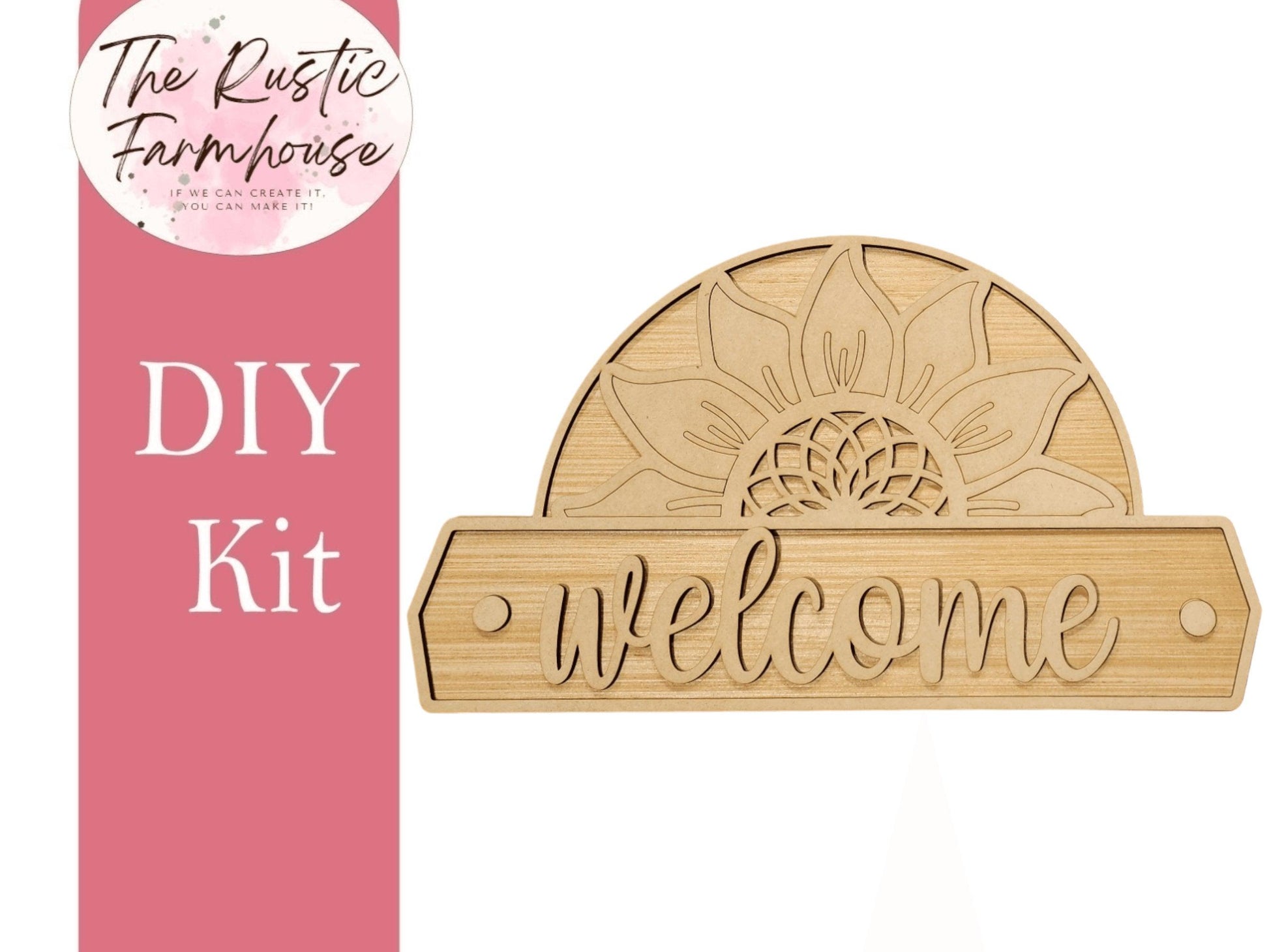 Welcome Sunflower Summer Door Hanger DIY Wooden Blank Kit - RusticFarmhouseDecor