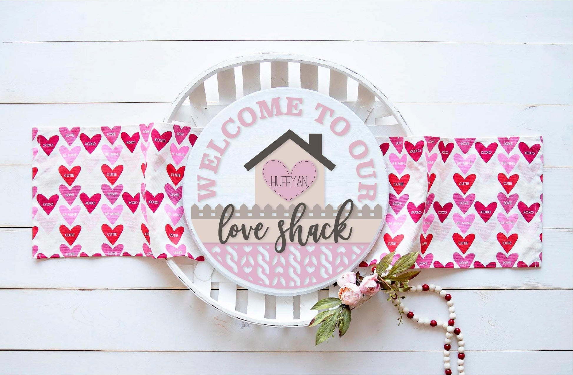 Welcome to our Love Shack Valentines Day Door Hanger DIY - RusticFarmhouseDecor