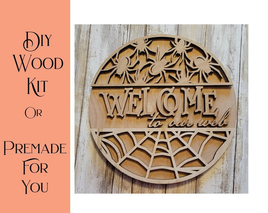 Welcome to our Web Halloween Door Hanger - RusticFarmhouseDecor