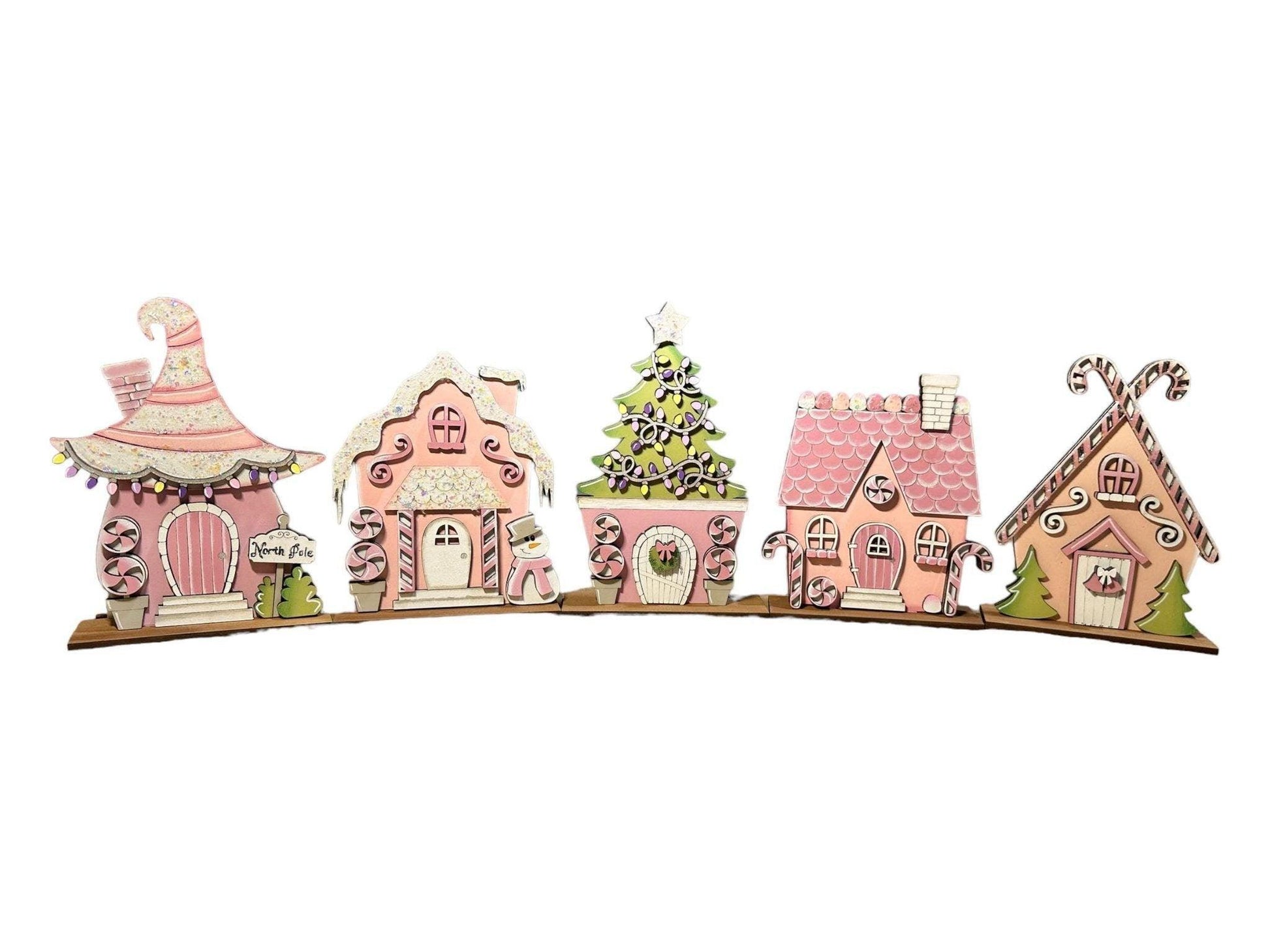 Whimsical Christmas Village Standing Houses Shelf sitter - RusticFarmhouseDecor