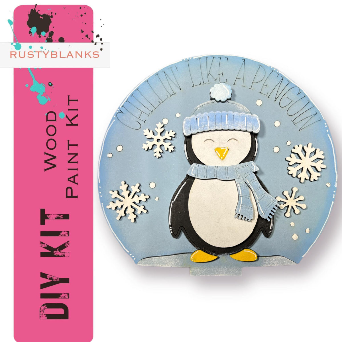 Winter Penguin Insert for Snow Globe DIY Interchangeable Decor, Wood Paint Kit, Interchangealbe Snow Globe - RusticFarmhouseDecor