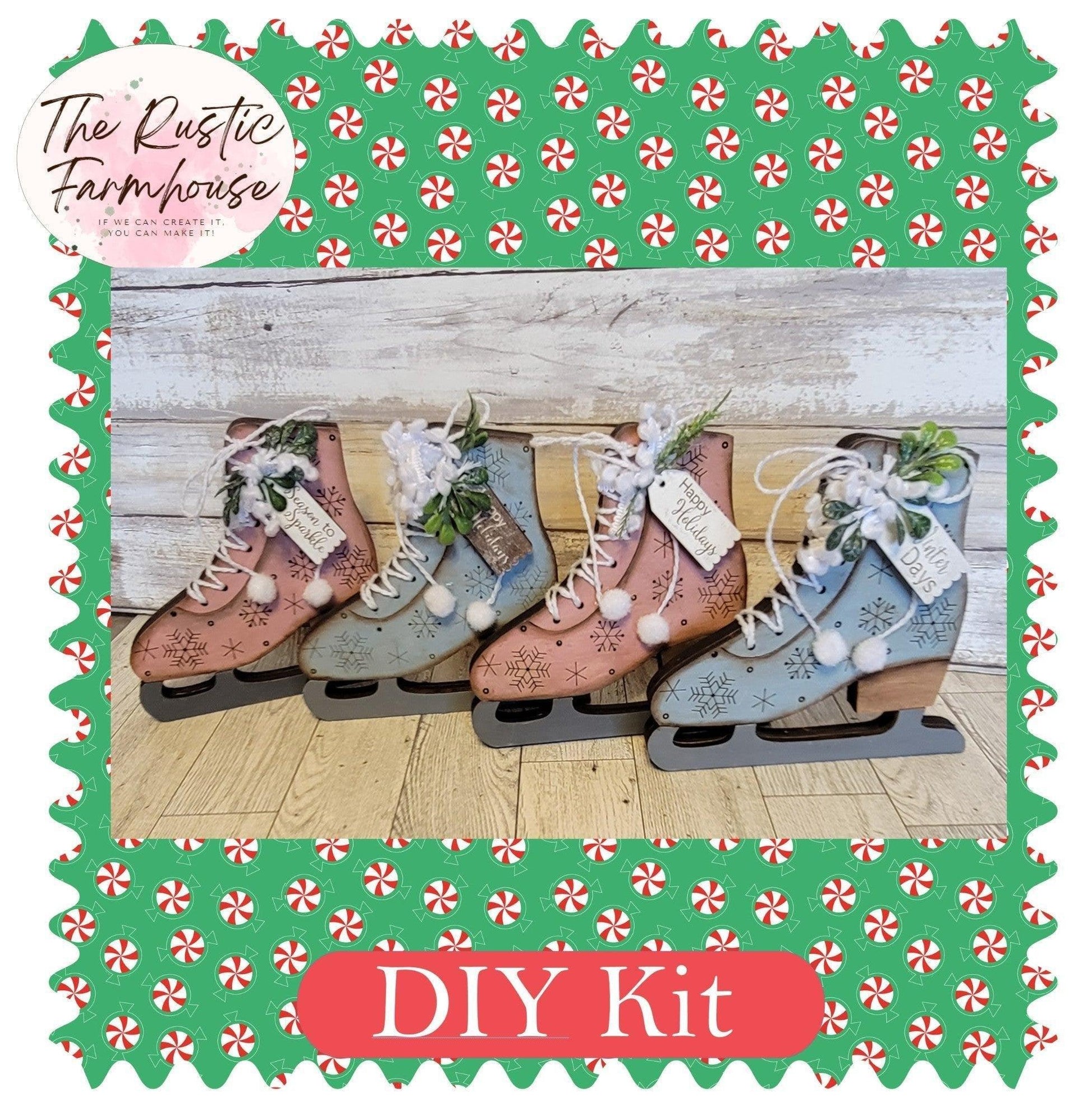 Winter Skates Wood Craft Kit DIY - RusticFarmhouseDecor