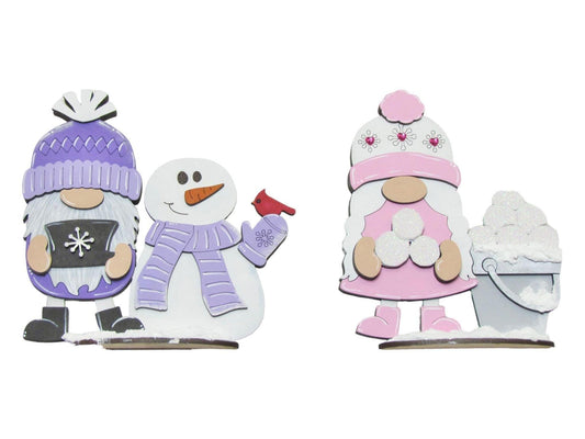 Winter Tiered Tray Standing Gnomes Shelf Sitter, DIY Gnome kit, Tiered Tray Decor - RusticFarmhouseDecor