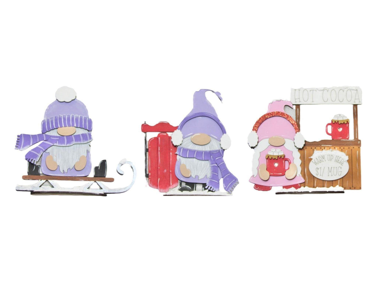 Winter Tiered Tray Standing Gnomes Shelf Sitter, DIY Gnome kit, Tiered Tray Decor - RusticFarmhouseDecor