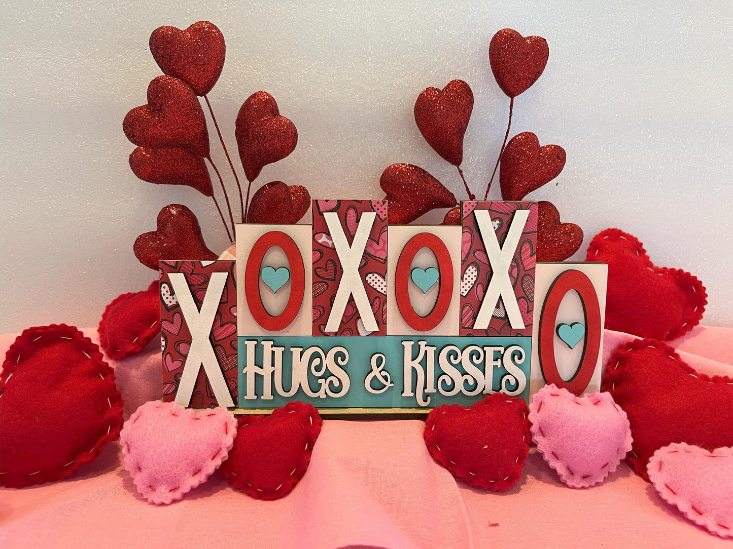 XOXO Valentines Day Block Shelf Sitter , DIY Holiday Deco - RusticFarmhouseDecor