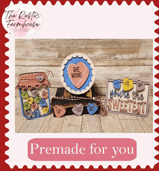 You're the Sweetest Valentines Tiered Tray Set , Tiered Tray, Shelf Sitter - RusticFarmhouseDecor